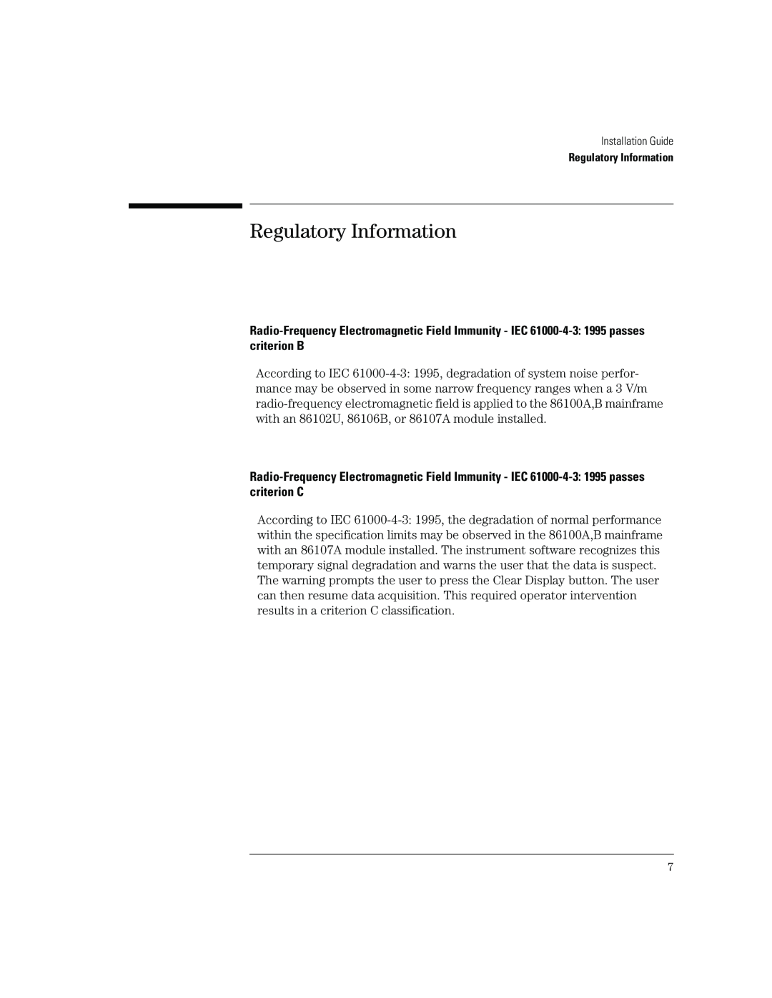 Agilent Technologies 86100A, B manual Regulatory Information 
