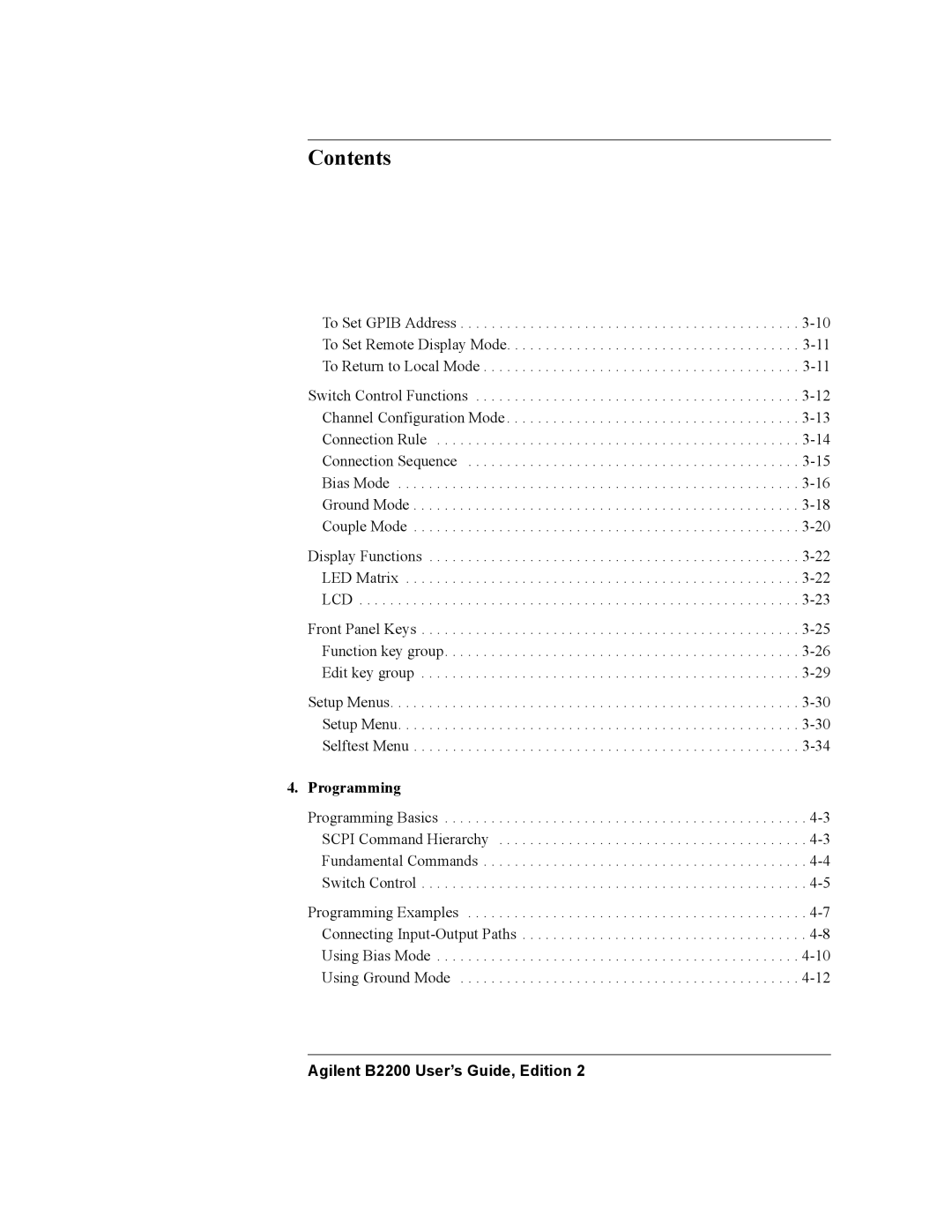 Agilent Technologies B2201A, B2200A manual Programming 