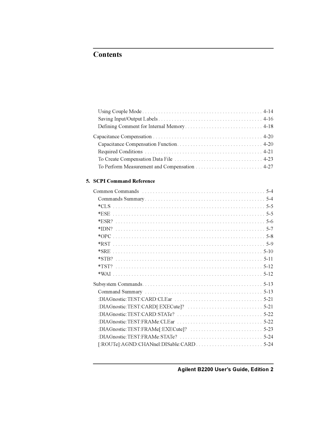 Agilent Technologies B2200A, B2201A manual Scpi Command Reference 