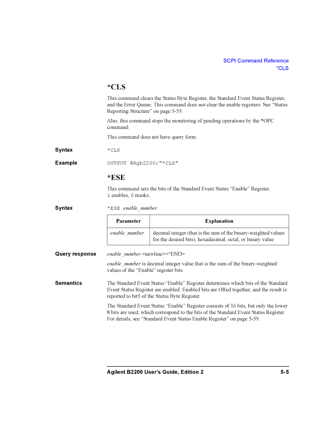 Agilent Technologies B2201A, B2200A manual Cls 