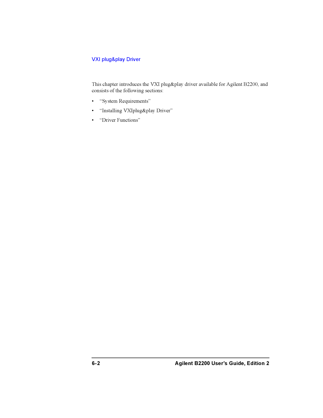 Agilent Technologies B2200A, B2201A manual VXI plug&play Driver 