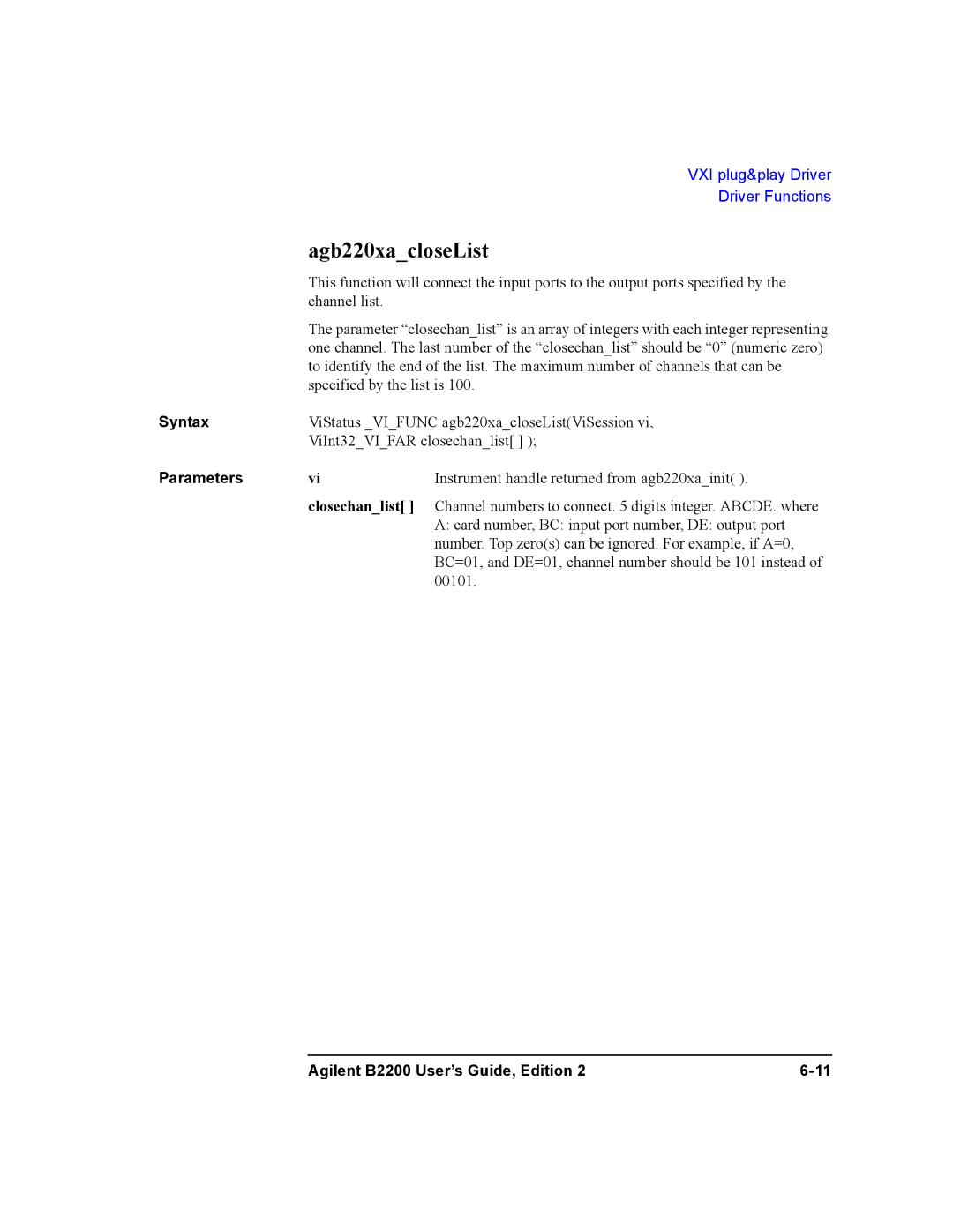 Agilent Technologies B2201A, B2200A manual Agb220xacloseList 