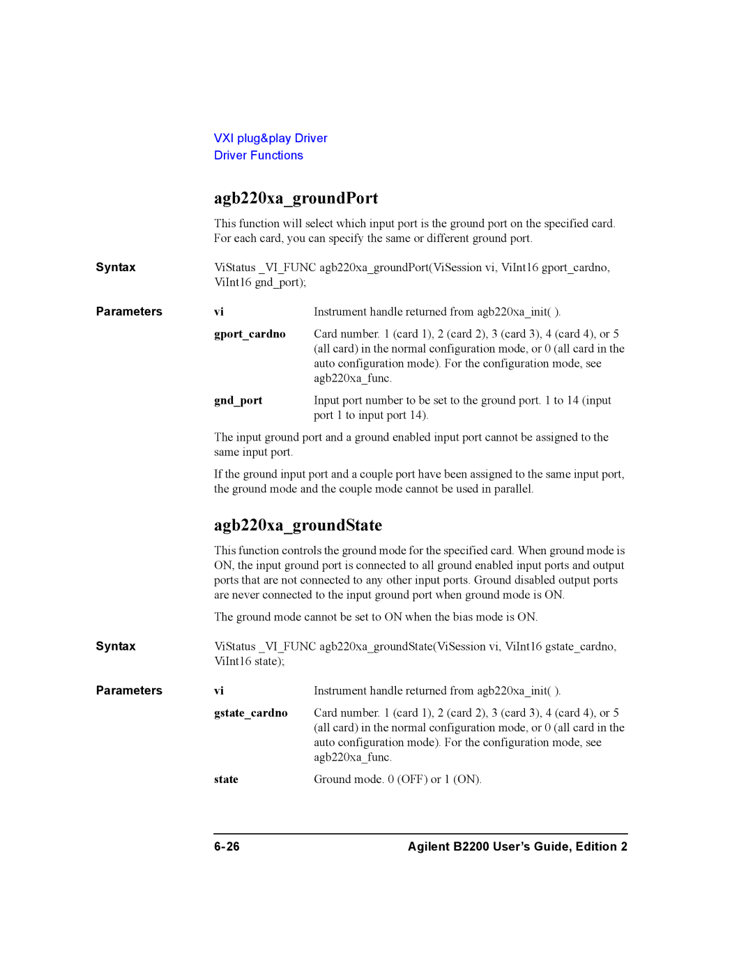 Agilent Technologies B2200A, B2201A manual Agb220xagroundPort, Agb220xagroundState, Gportcardno, Gndport, Gstatecardno 