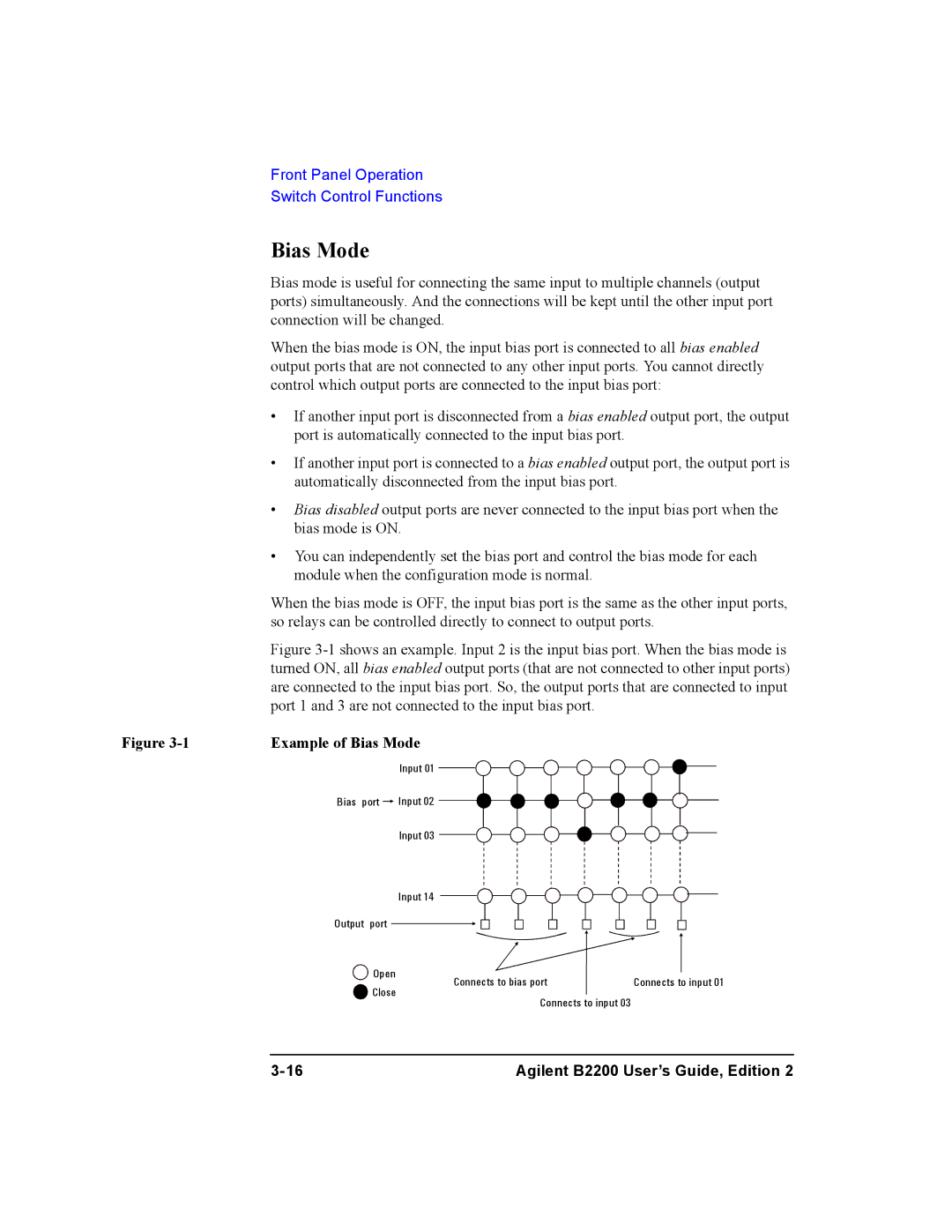 Agilent Technologies B2200A, B2201A manual Example of Bias Mode 