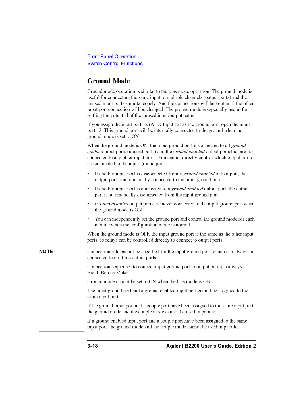 Agilent Technologies B2200A, B2201A manual Ground Mode 