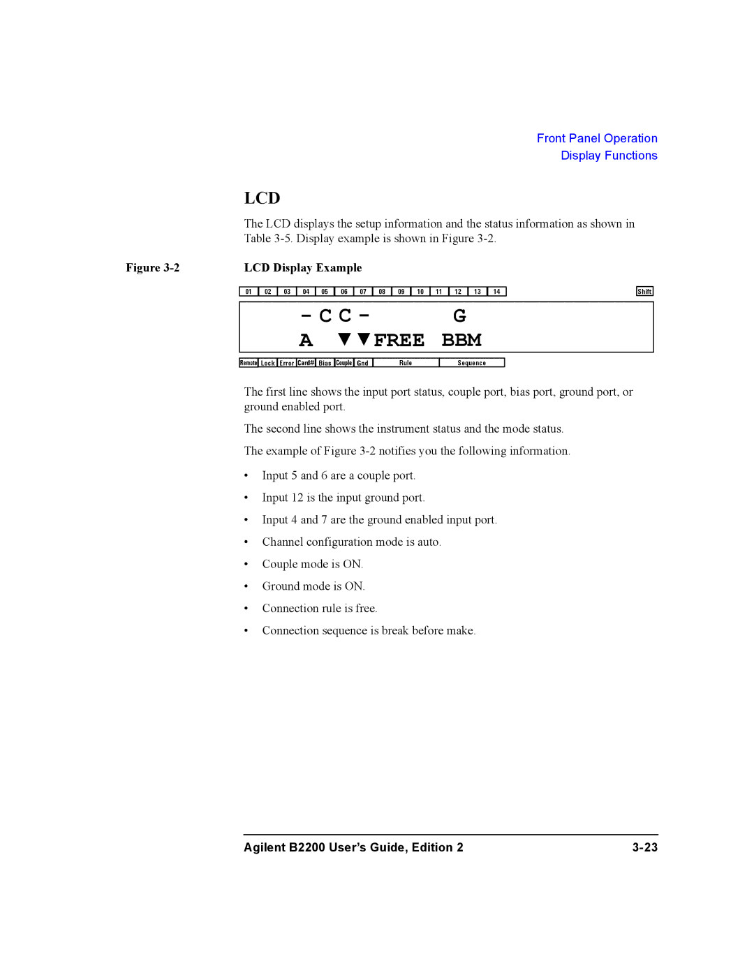 Agilent Technologies B2201A, B2200A manual Lcd, LCD Display Example 