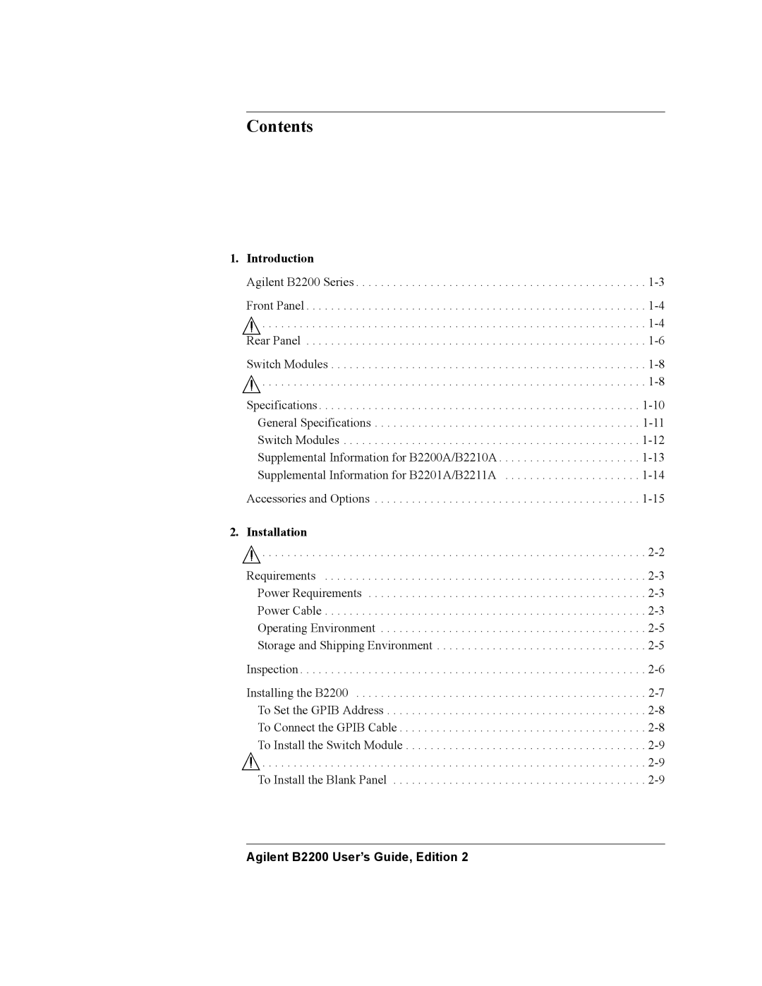 Agilent Technologies B2201A, B2200A manual Contents 