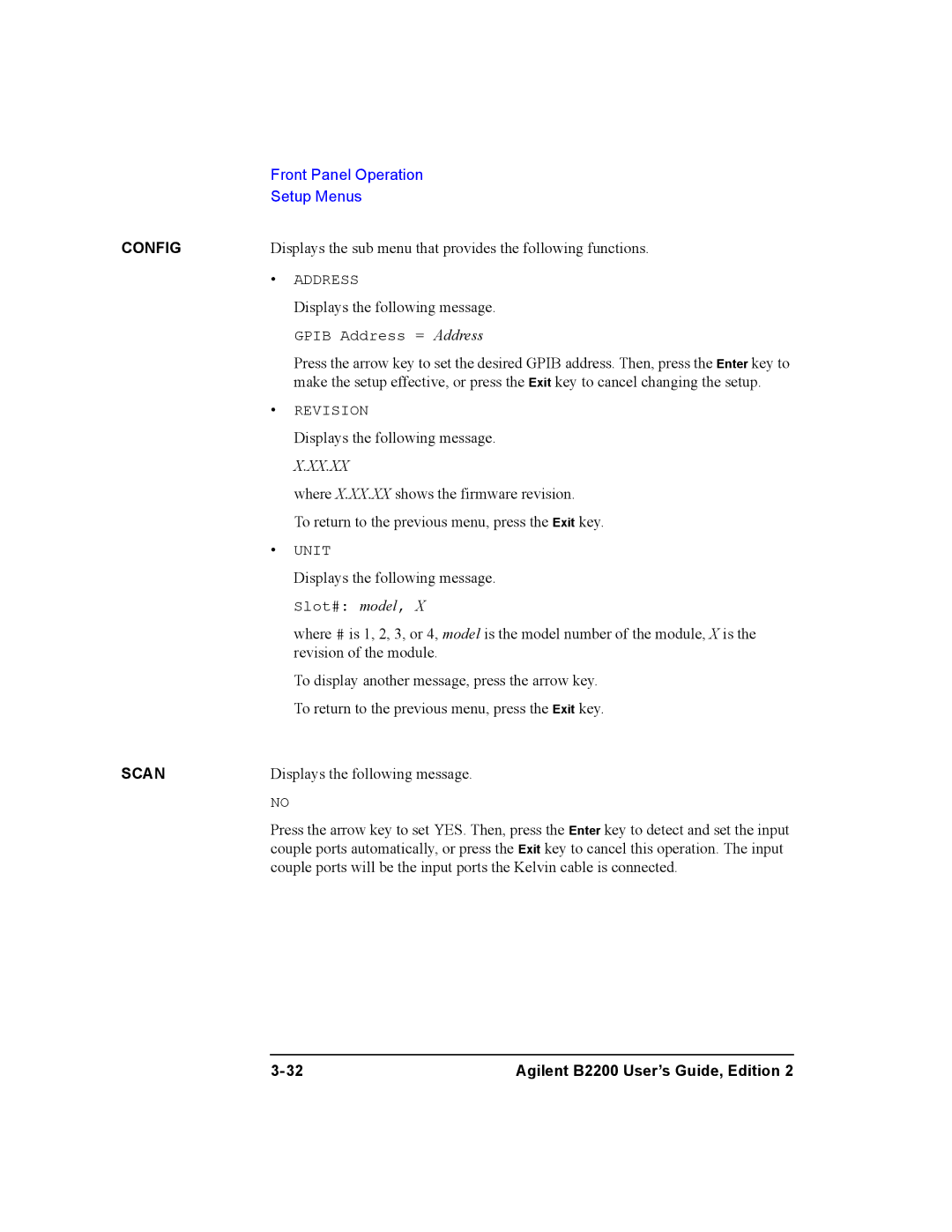 Agilent Technologies B2200A, B2201A manual Config 