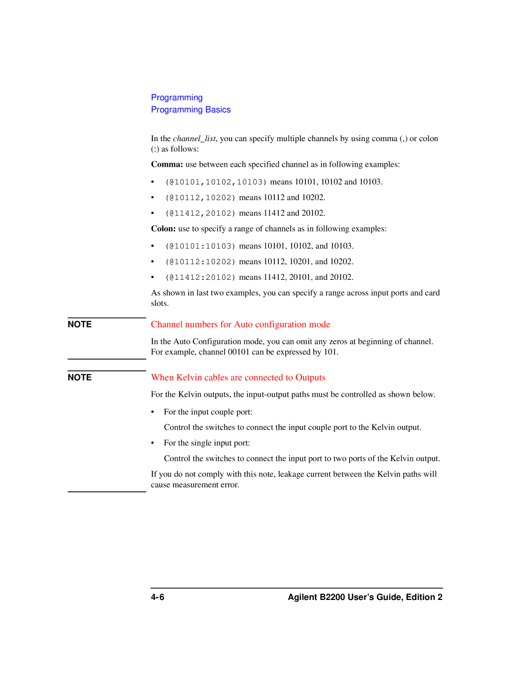 Agilent Technologies B2201A manual Channel numbers for Auto configuration mode 