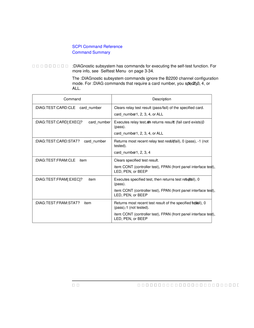 Agilent Technologies B2201A manual Command Description 