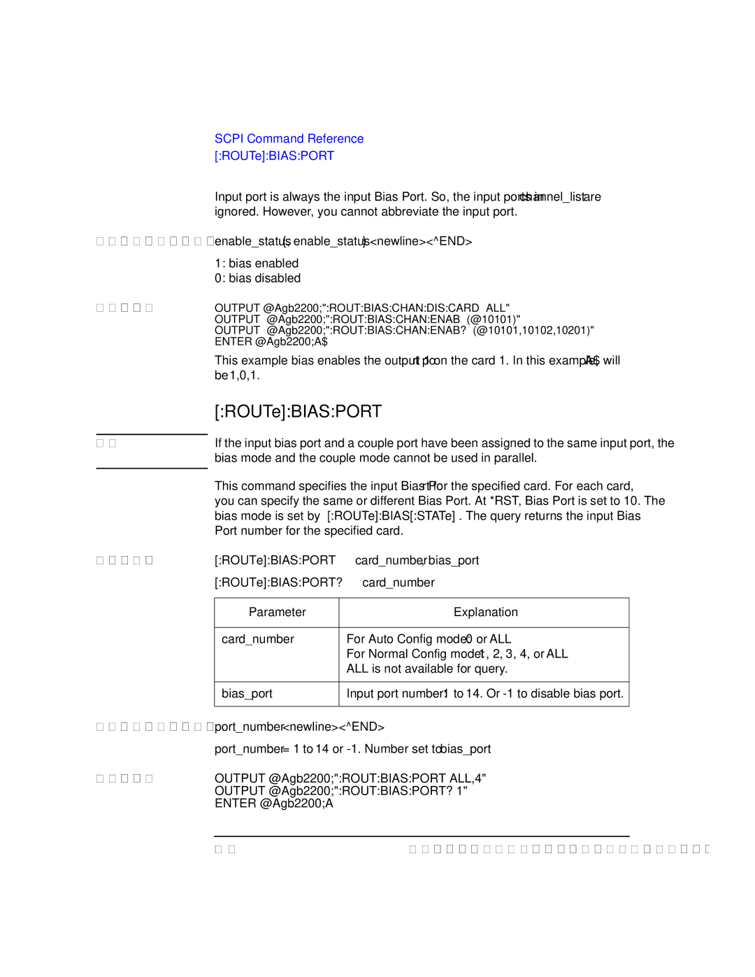 Agilent Technologies B2201A manual ROUTeBIASPORT 