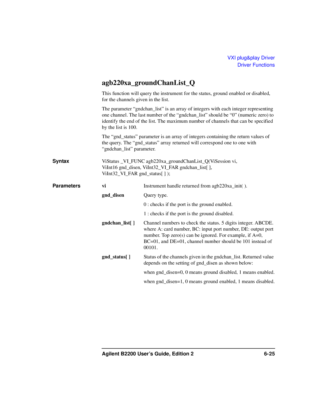 Agilent Technologies B2201A manual Agb220xagroundChanListQ, Gnddisen, Gndstatus 