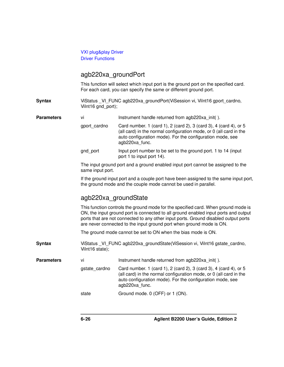 Agilent Technologies B2201A manual Agb220xagroundPort, Agb220xagroundState, Gportcardno, Gndport, Gstatecardno 