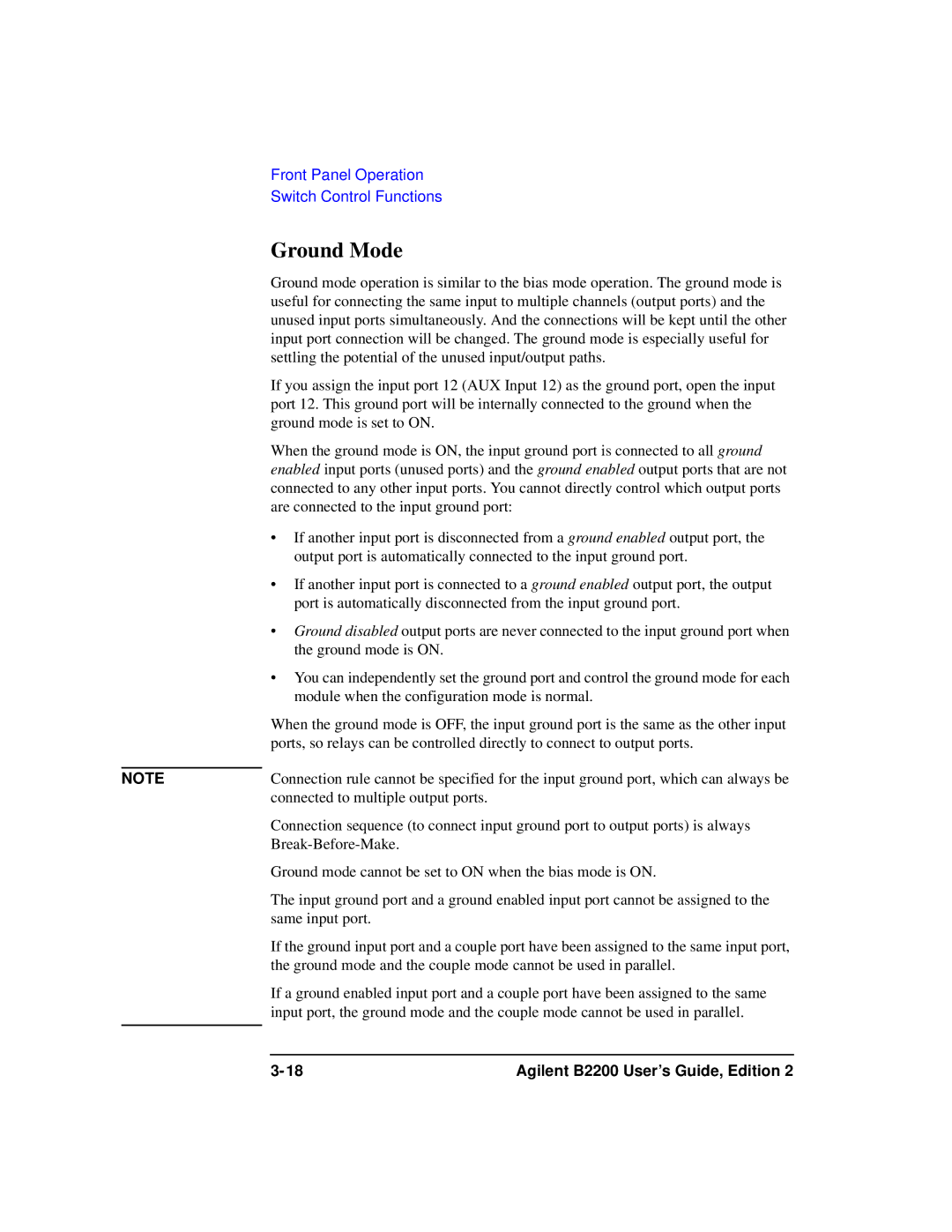 Agilent Technologies B2201A manual Ground Mode 