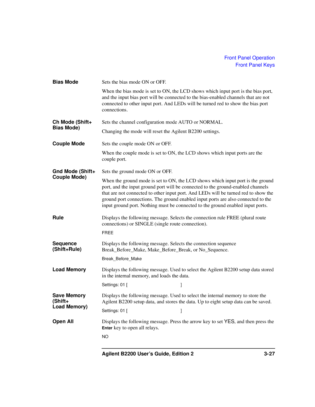 Agilent Technologies B2201A manual Sequence 