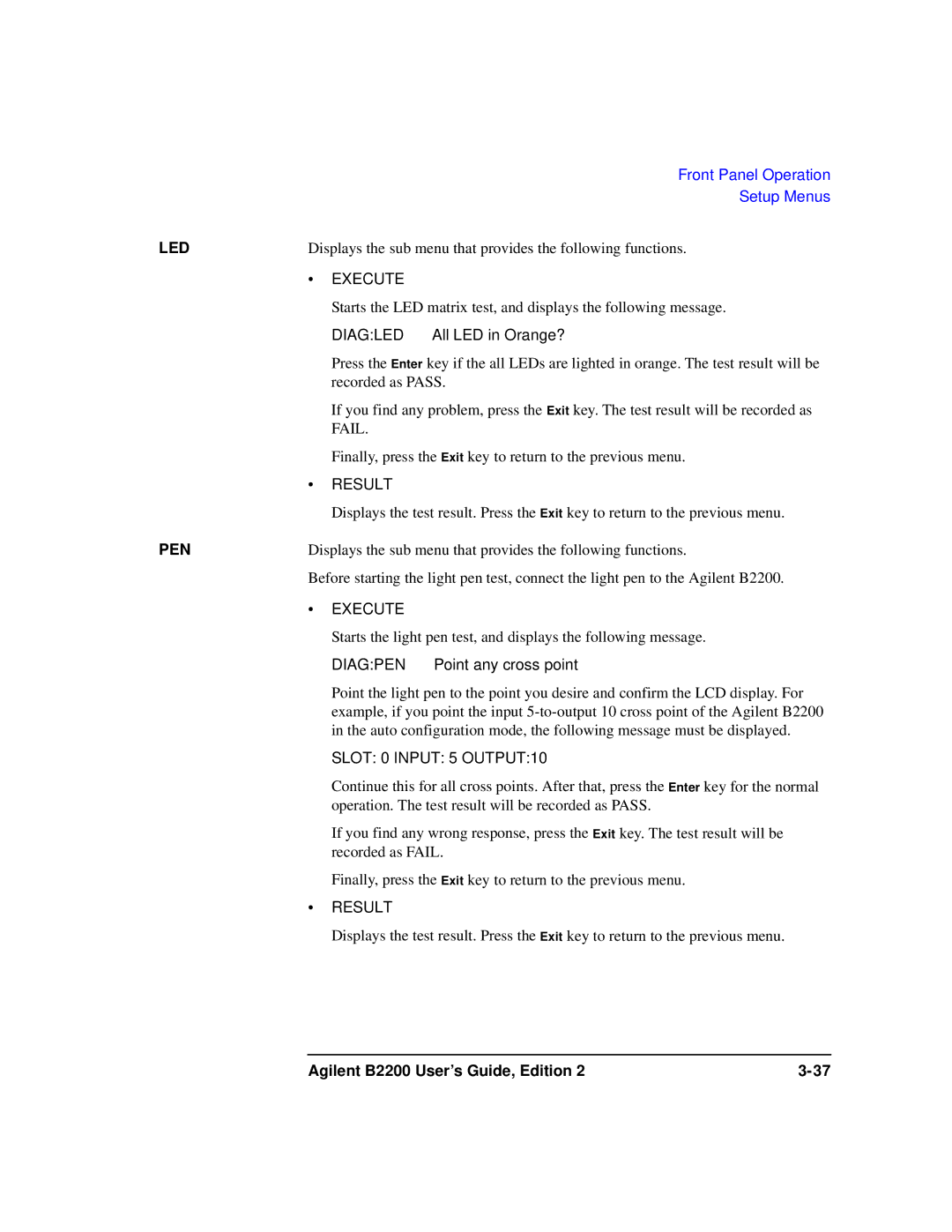 Agilent Technologies B2201A manual Led 