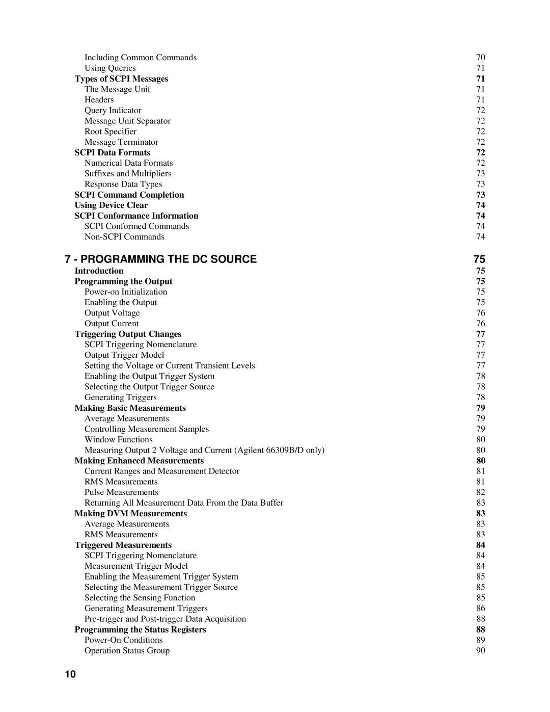 Agilent Technologies 66309B, 66311B, 66111A Types of Scpi Messages, Scpi Data Formats, Introduction Programming the Output 