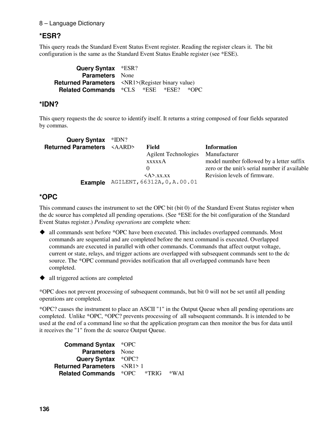 Agilent Technologies D, 66311B, 66309B, 66111A manual Field Information, Example, 136 