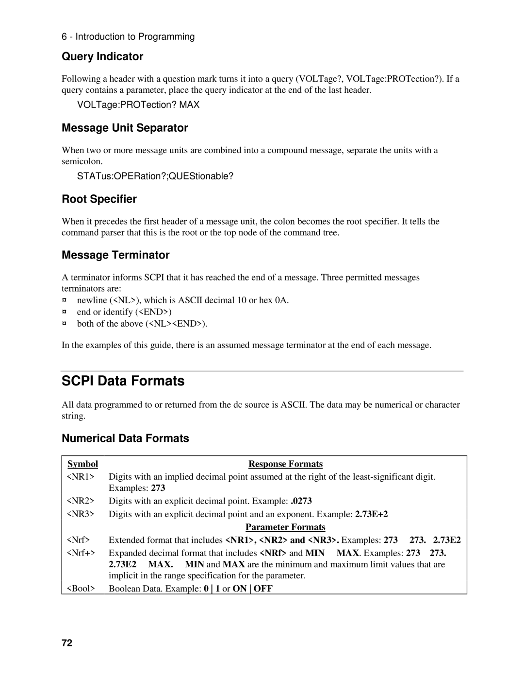 Agilent Technologies 66311B, 66309B, 66111A manual Scpi Data Formats 