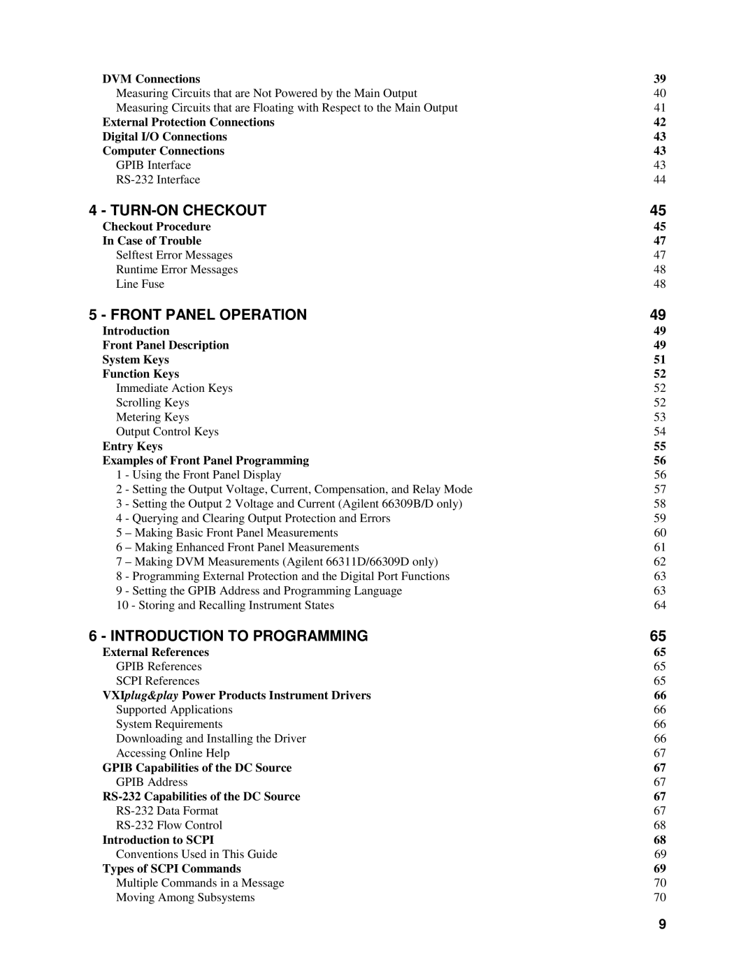 Agilent Technologies 66311B DVM Connections, Checkout Procedure Case of Trouble, External References, Introduction to Scpi 