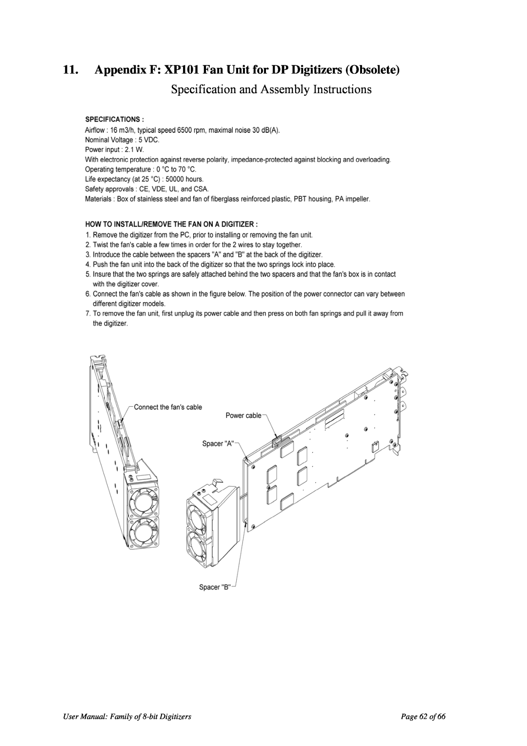 Agilent Technologies DP214, DP240, DP212, DP110, DP1400, DP111, DP210, DP235 User Manual Family of 8-bit Digitizers, Page 62 of 