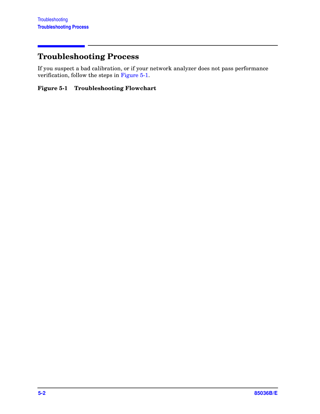 Agilent Technologies E, 85036B manual Troubleshooting Process, Troubleshooting Flowchart 