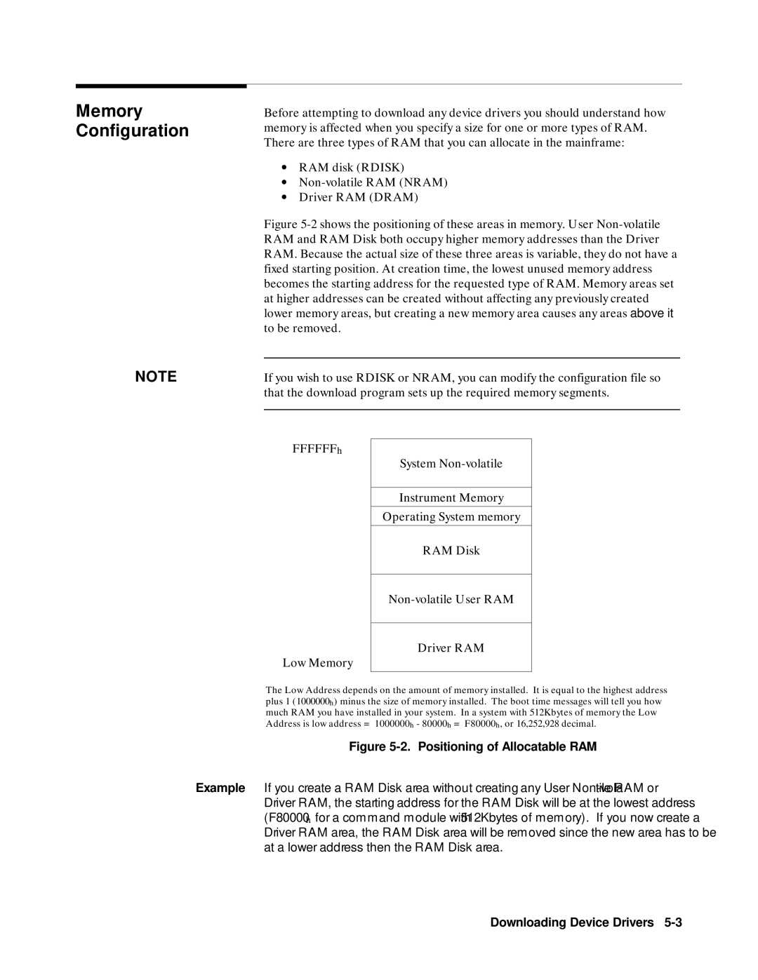 Agilent Technologies 75000 SERIES B, E1301B, E1300B user manual Memory Configuration, Positioning of Allocatable RAM 