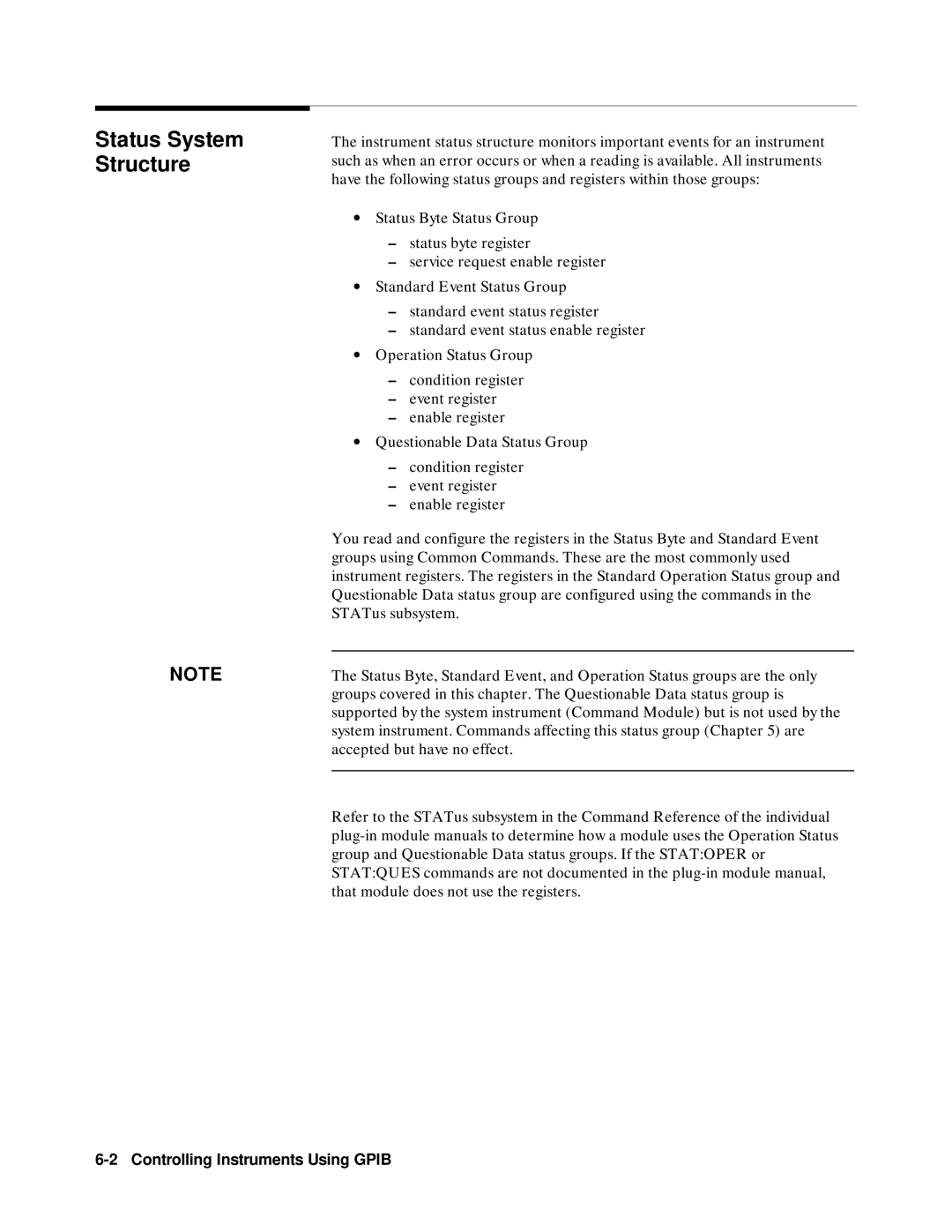 Agilent Technologies 75000 SERIES B, E1301B, E1300B user manual Status System Structure 