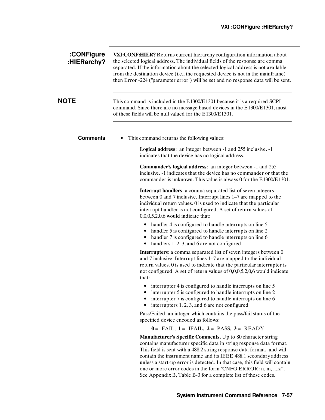 Agilent Technologies 75000 SERIES B, E1301B, E1300B user manual VXI CONFigure HIERarchy? 