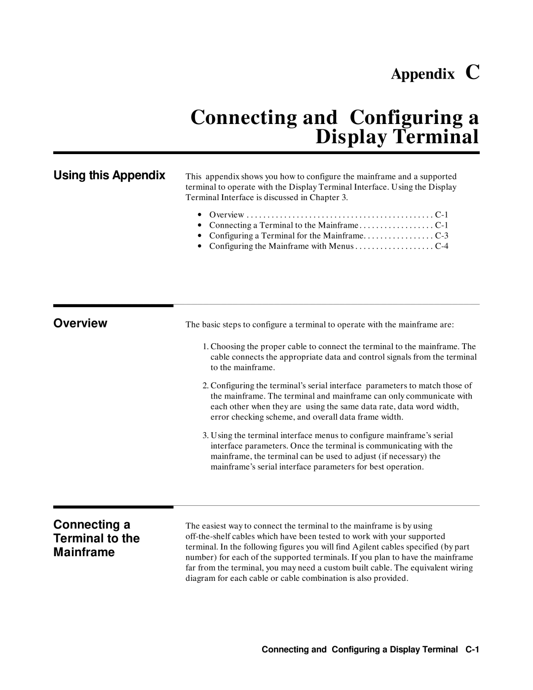 Agilent Technologies 75000 SERIES B, E1301B, E1300B user manual Connecting and Configuring a Display Terminal, Overview 