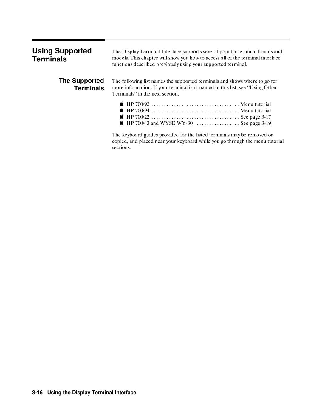 Agilent Technologies E1300B, E1301B, 75000 SERIES B user manual Using Supported Terminals 