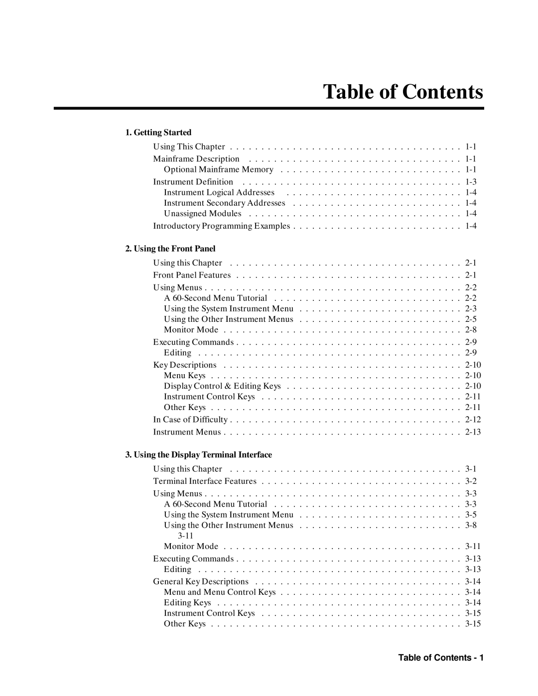 Agilent Technologies E1301B, E1300B, 75000 SERIES B user manual Table of Contents 