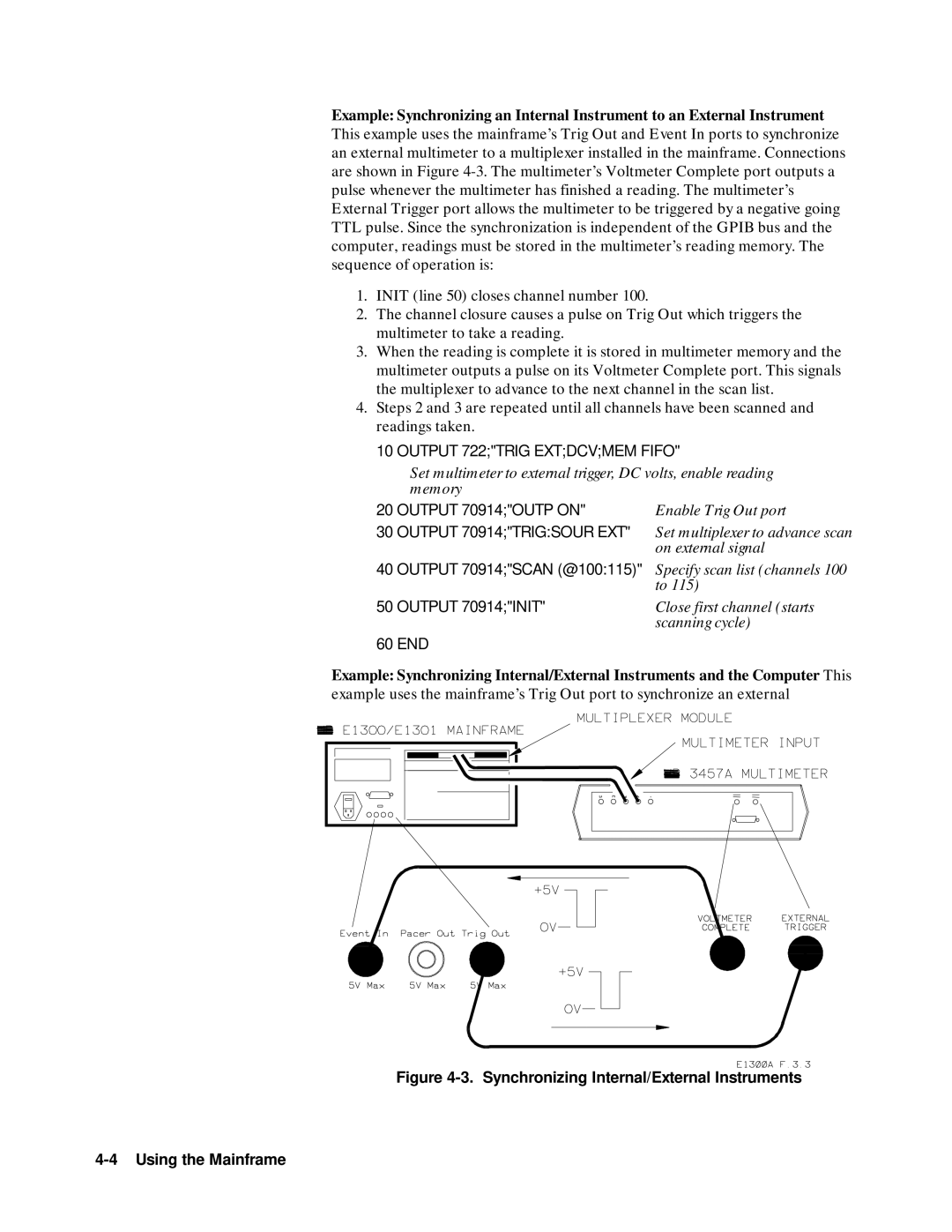 Agilent Technologies 75000 SERIES B, E1301B, E1300B user manual Output 722TRIG Extdcvmem Fifo, Output 70914TRIGSOUR EXT 