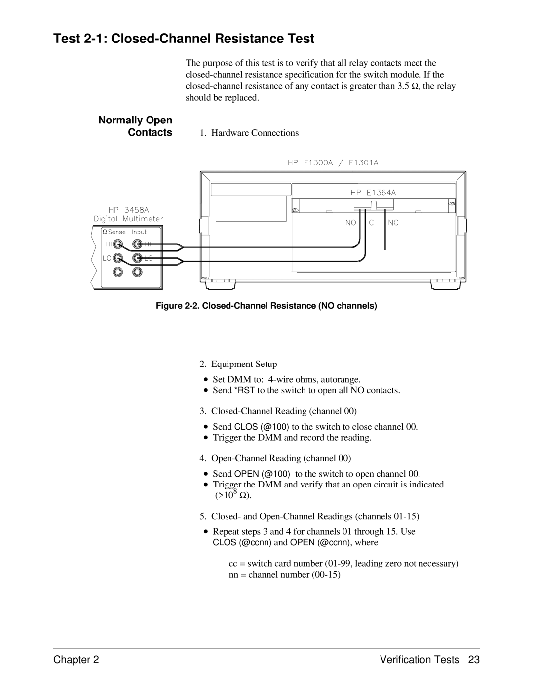 Agilent Technologies E1364A service manual Test 2-1 Closed-Channel Resistance Test 