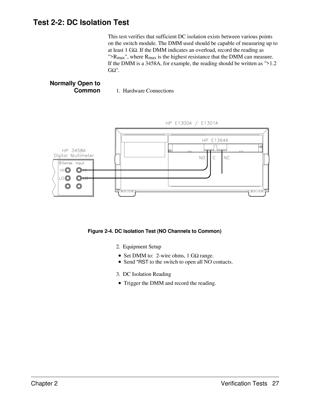 Agilent Technologies E1364A service manual Test 2-2 DC Isolation Test 