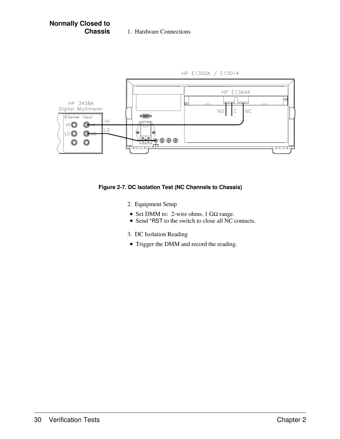 Agilent Technologies E1364A service manual DC Isolation Test NC Channels to Chassis 