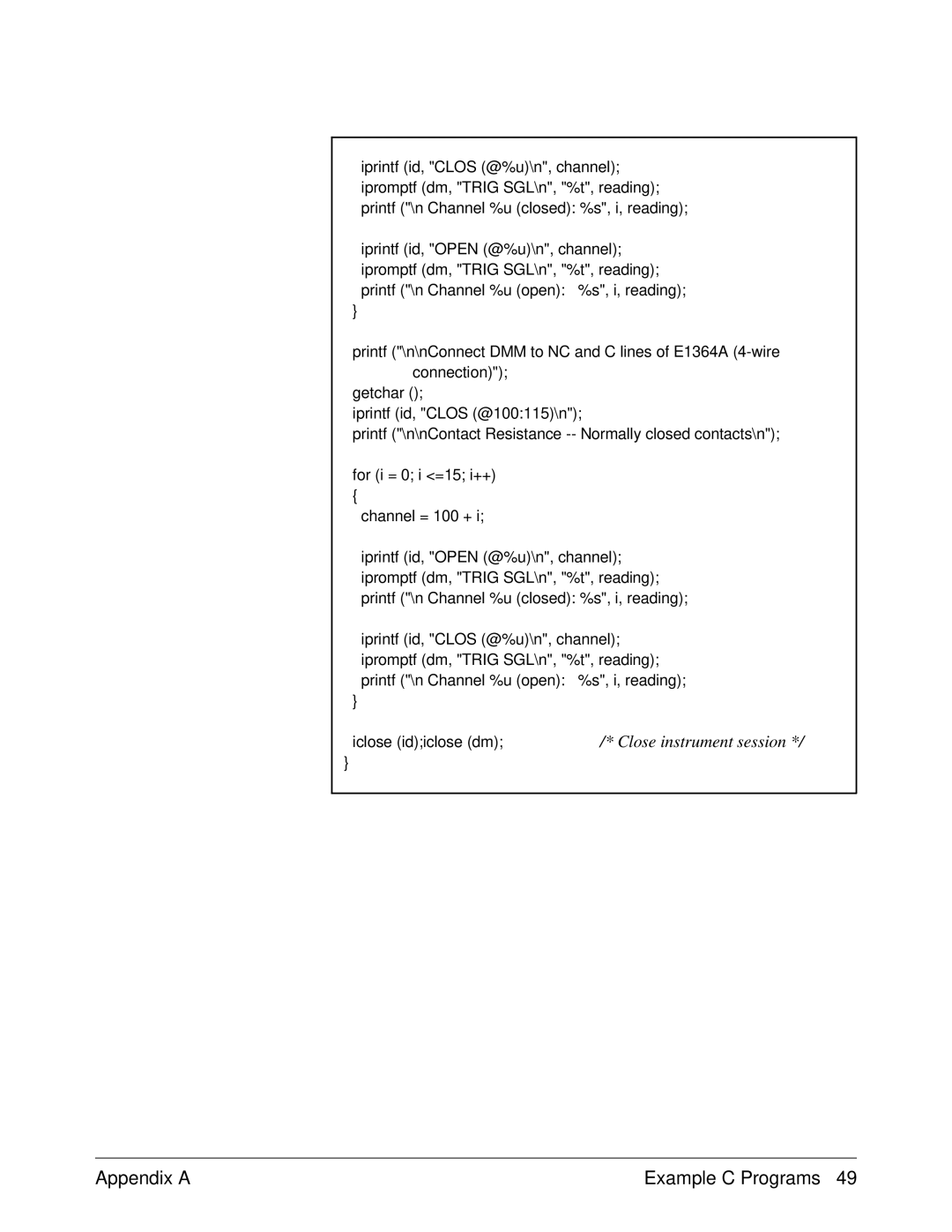 Agilent Technologies E1364A service manual Close instrument session 