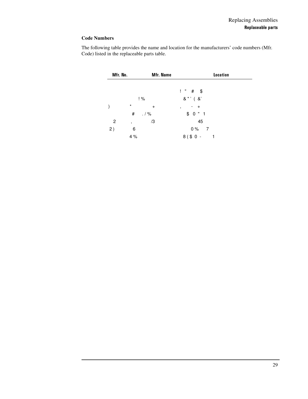 Agilent Technologies E1438 manual Code Numbers 