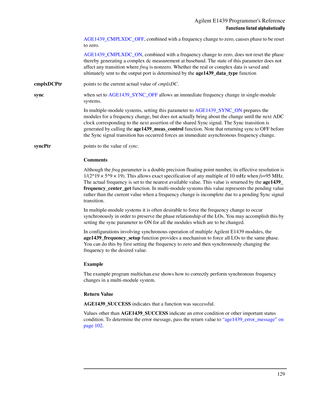 Agilent Technologies E1439 manual CmplxDCPtr, SyncPtr 