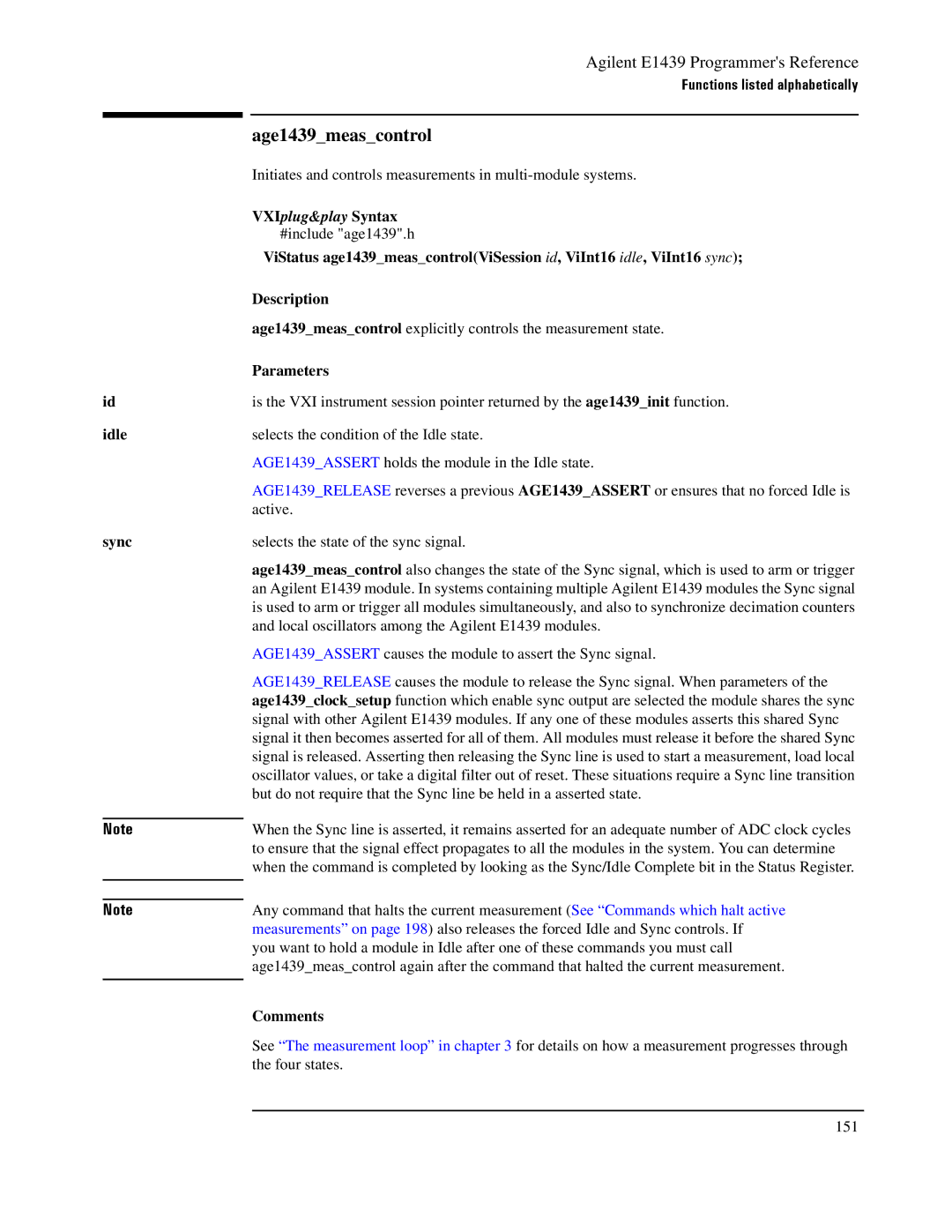 Agilent Technologies E1439 manual Age1439meascontrol, Idle Sync 