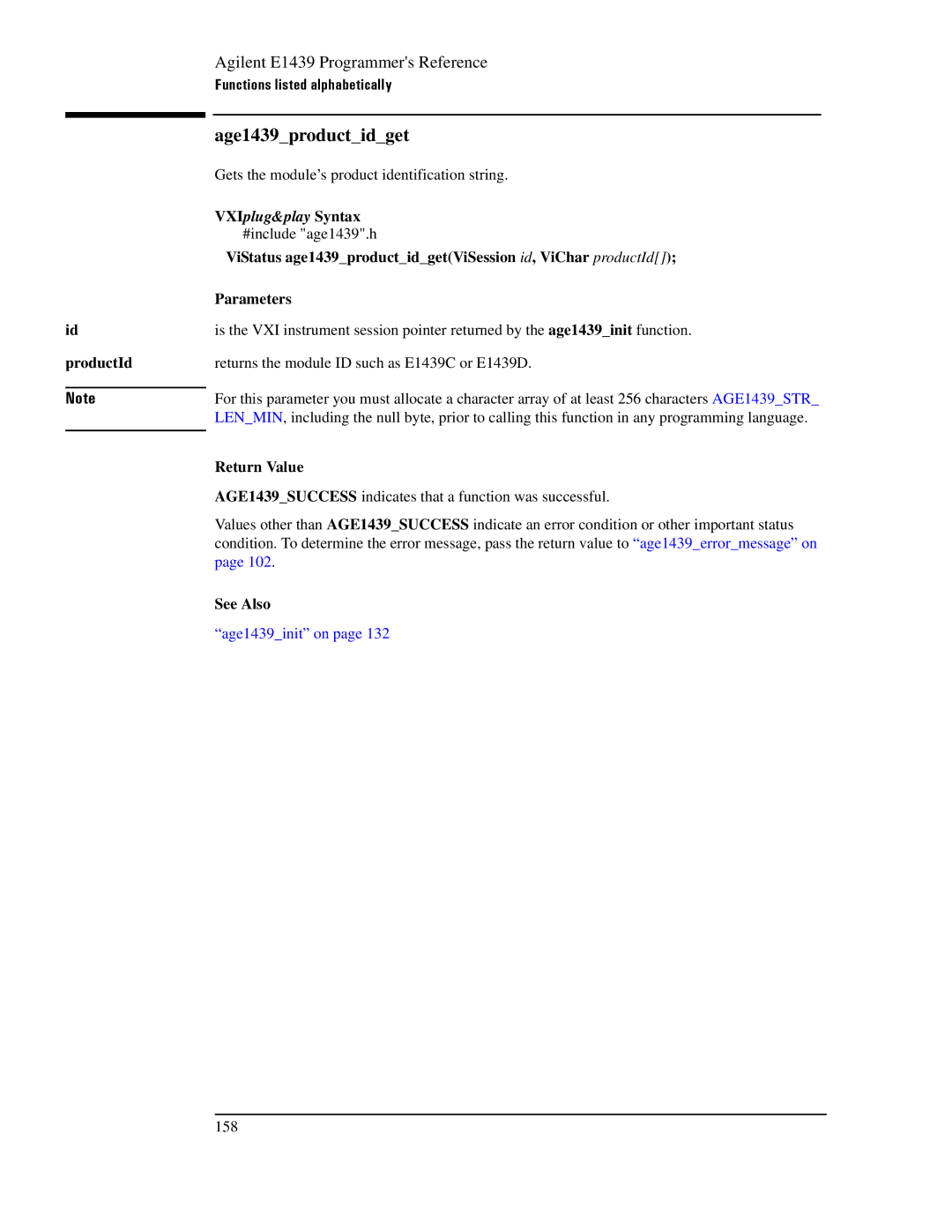 Agilent Technologies E1439 manual Age1439productidget, ProductId 