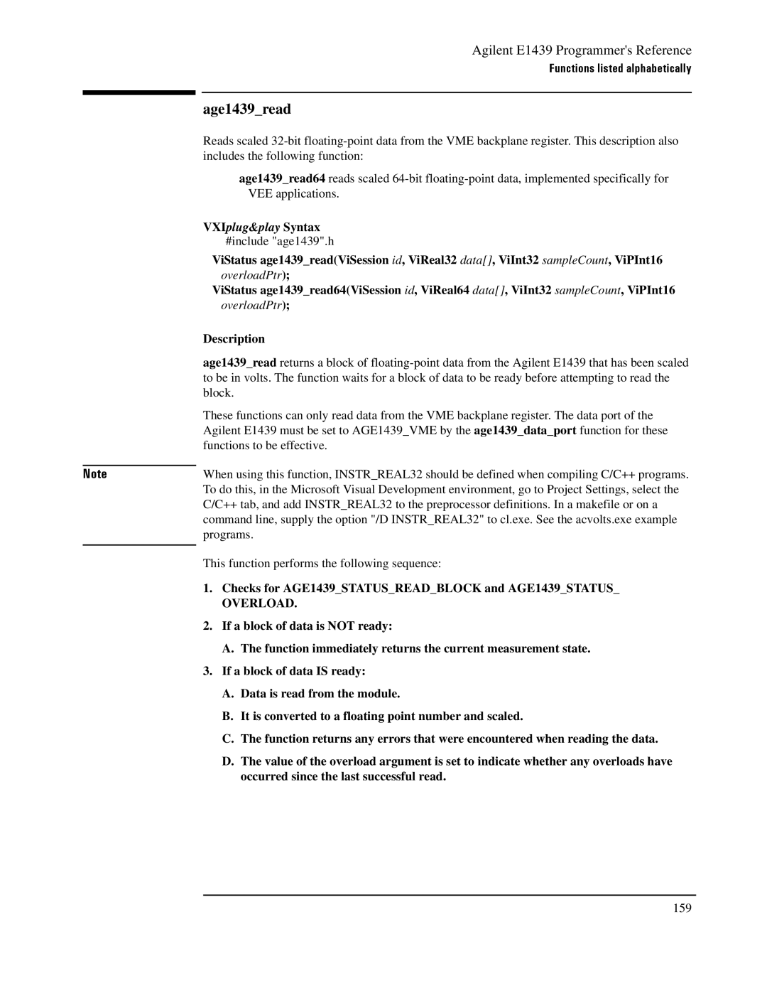 Agilent Technologies manual Age1439read, Checks for AGE1439STATUSREADBLOCK and AGE1439STATUS 