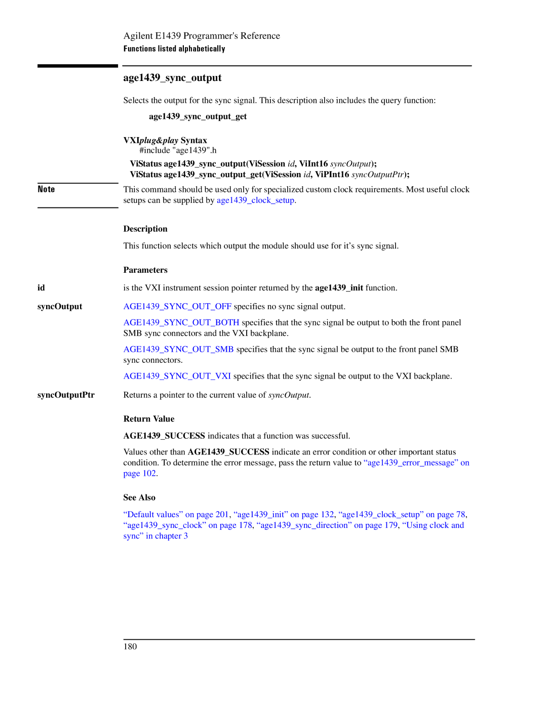 Agilent Technologies E1439 manual SyncOutput SyncOutputPtr, Age1439syncoutputget 