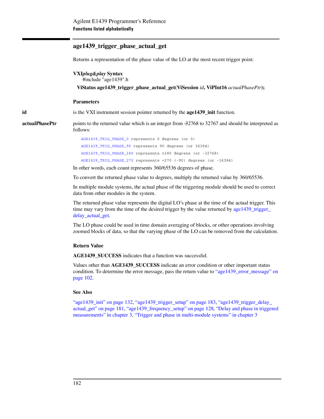 Agilent Technologies E1439 manual Age1439triggerphaseactualget, ActualPhasePtr 