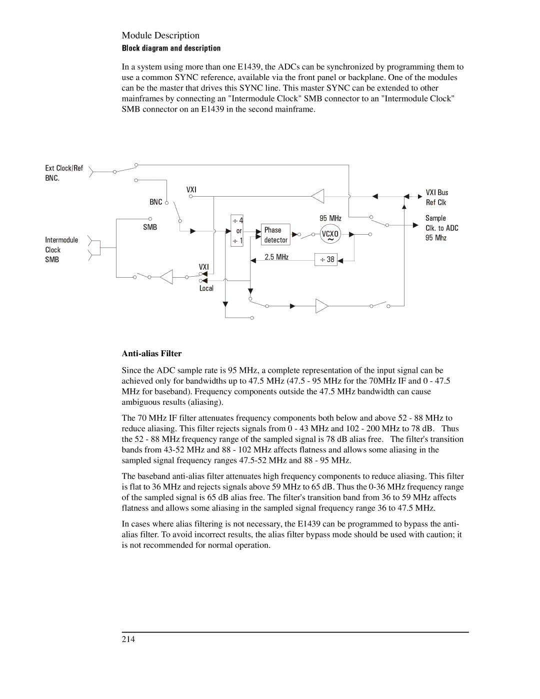 Agilent Technologies E1439 manual Anti-alias Filter 