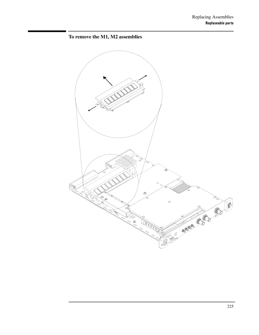 Agilent Technologies E1439 manual To remove the M1, M2 assemblies 