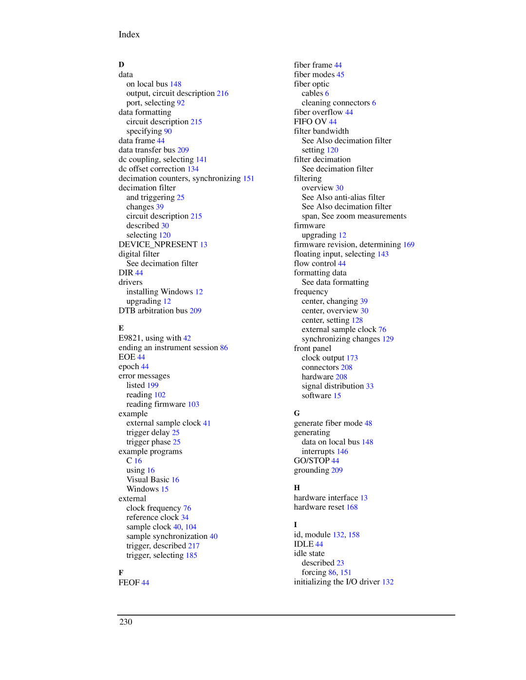 Agilent Technologies E1439 manual Index 