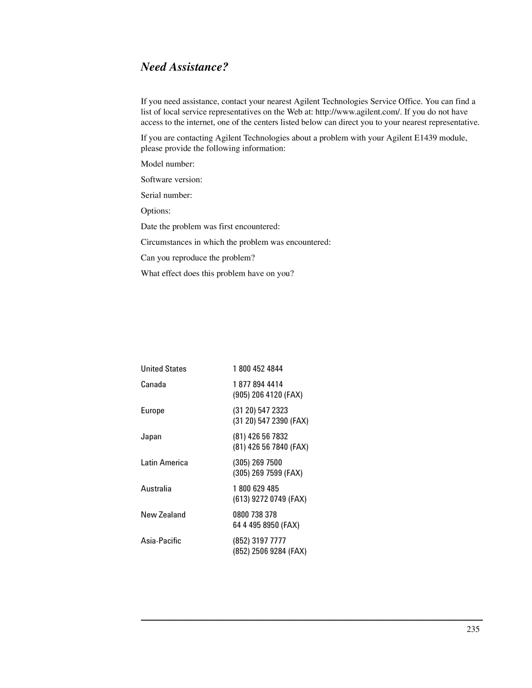 Agilent Technologies E1439 manual Need Assistance? 