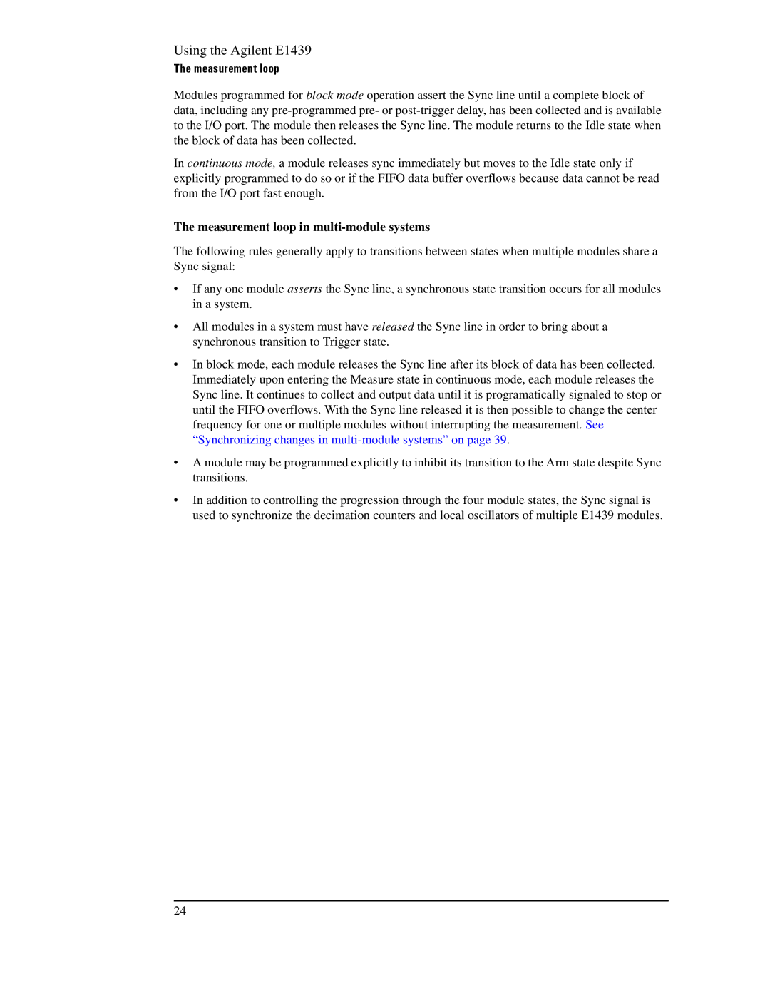 Agilent Technologies E1439 manual Measurement loop in multi-module systems 
