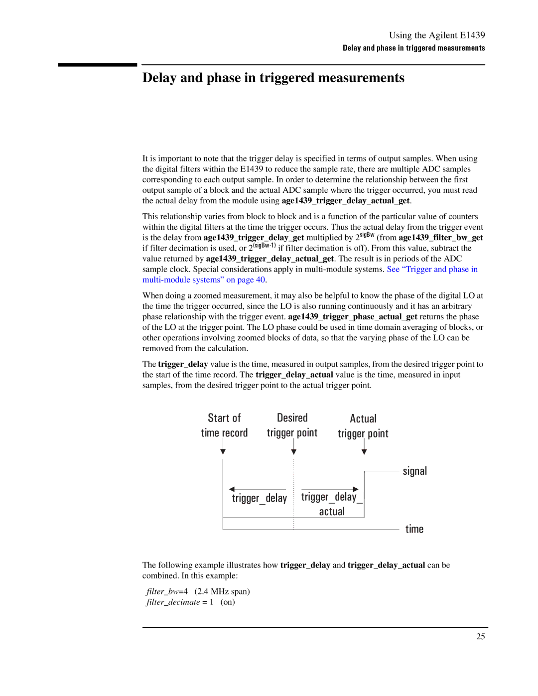 Agilent Technologies E1439 manual Delay and phase in triggered measurements 